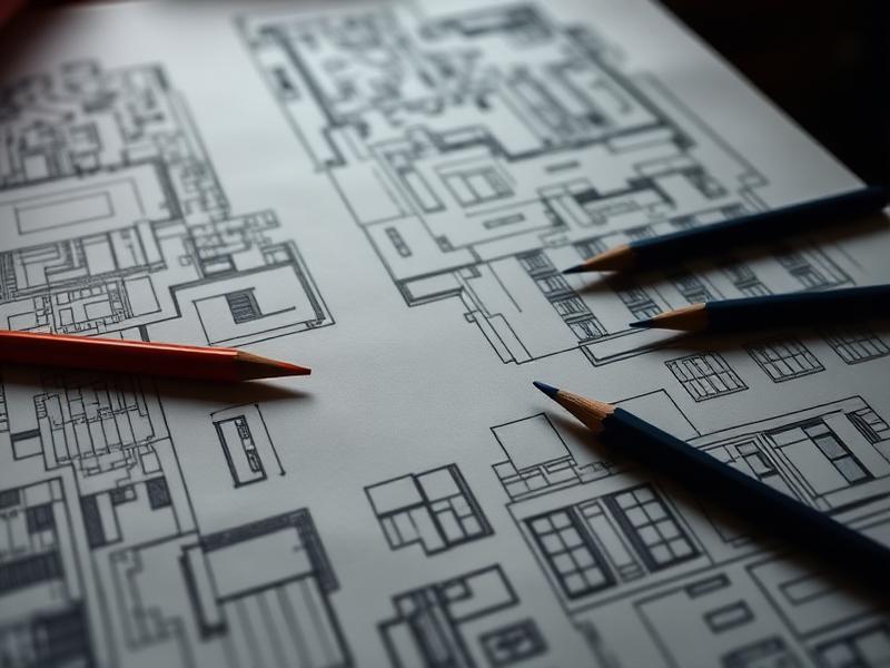 Close-up of architectural sketches