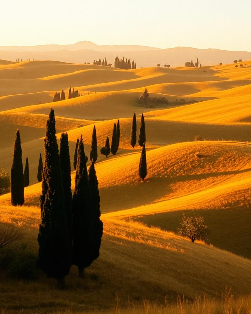 Golden hour landscape of the Tuscan countryside